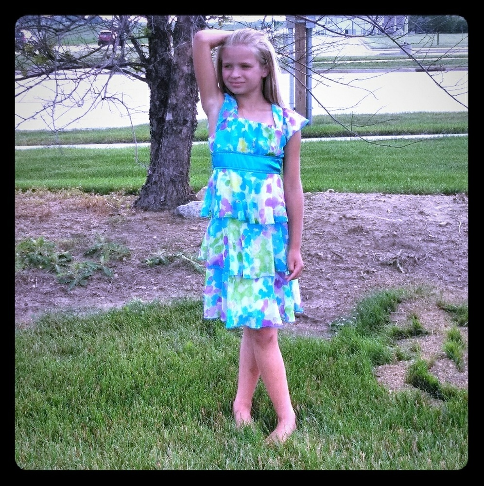 Kid's Blue Floral Dress
